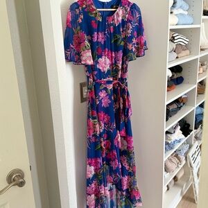 Jessica Howard Blue and Pink Floral Maxi Dress
